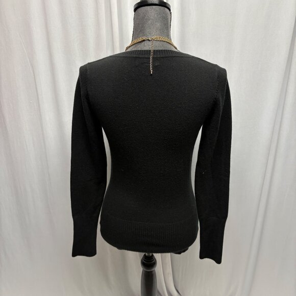 Takeout Black V-Neck Sweater Womens Size Large Long Sleeve Pullover Fitted - Picture 4 of 9
